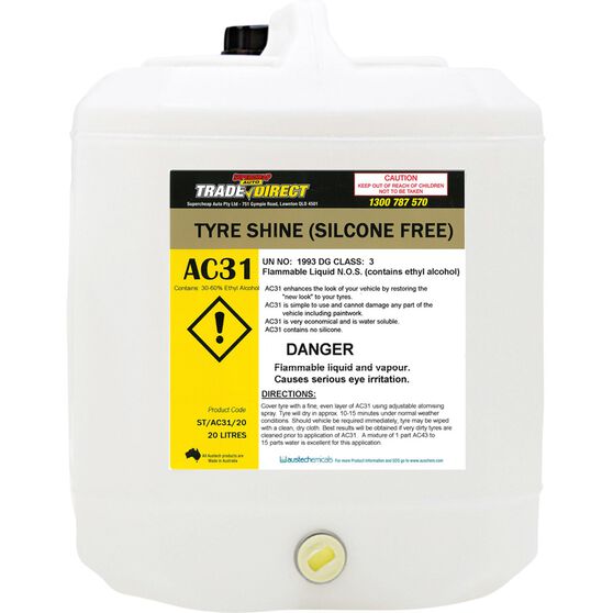 Tyre Shine (Non Silicone Water Based) - 20L Plastic Cube, , scaau_hi-res