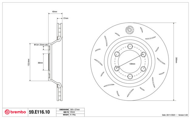 BREMBO SPORT TY3 BRAKE DISC 300X27MM, , scaau_hi-res