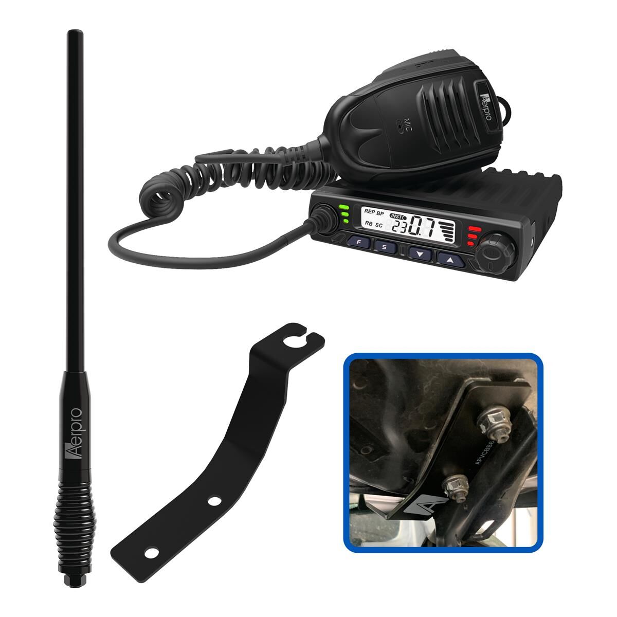 COMPACT 5W UHF CB KIT TO SUIT FORD RANGER 2012-2021 & EVEREST 2015-2022, , scaau_hi-res