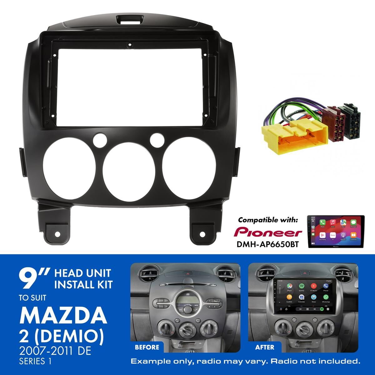 9" HEAD UNIT INSTALL KIT TO SUIT MAZDA 2 2007-2011, , scaau_hi-res