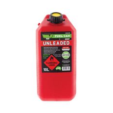 FAST FLOW PLASTIC FUEL CAN 10LT UNLEADED RED, , scaau_hi-res