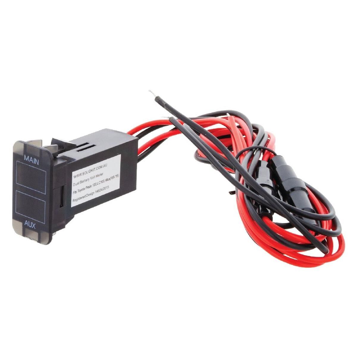 DUAL BATTERY VOLTMETER EARLY TOYOTA RED LED BULK PACK, , scaau_hi-res