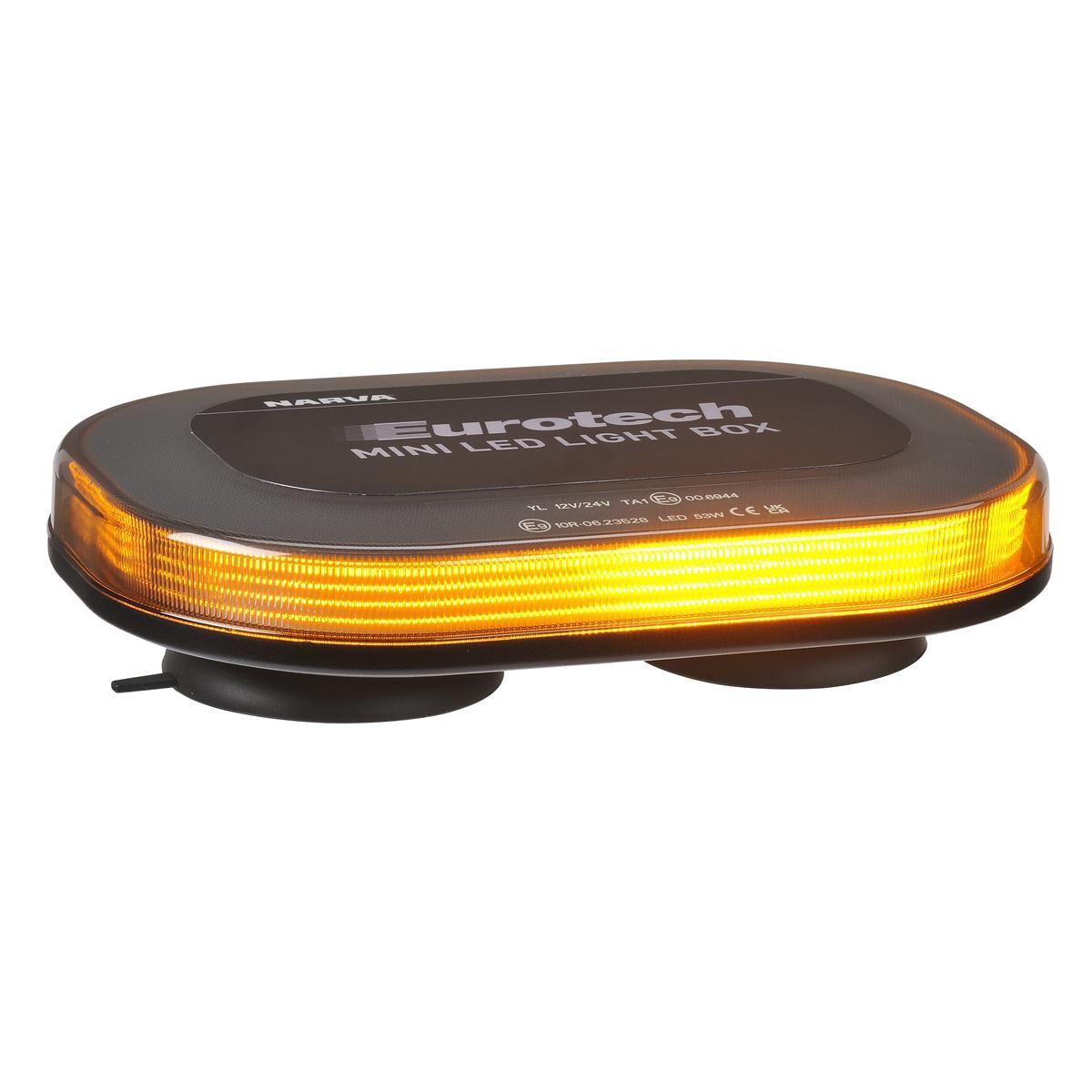 Narva 12-24 Volt Eurotech Mini LED Light Box (Amber, Magnetic Base, Clear Smoked Lens), , scaau_hi-res