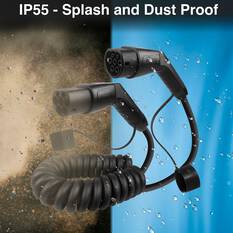 LASER 2.5M TYPE 2 TO TYPE 2 EV CHARGING CABLE – 22KW, 32A, IP55, COILED DESIGN, FAST CHARGE, , scaau_hi-res