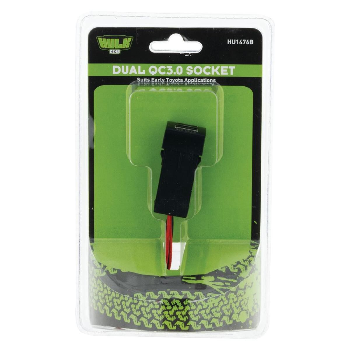 DUAL USB SOCKET QC3 OE RPL T/S NEW TOYOTA SQUARE BLUE LED, , scaau_hi-res