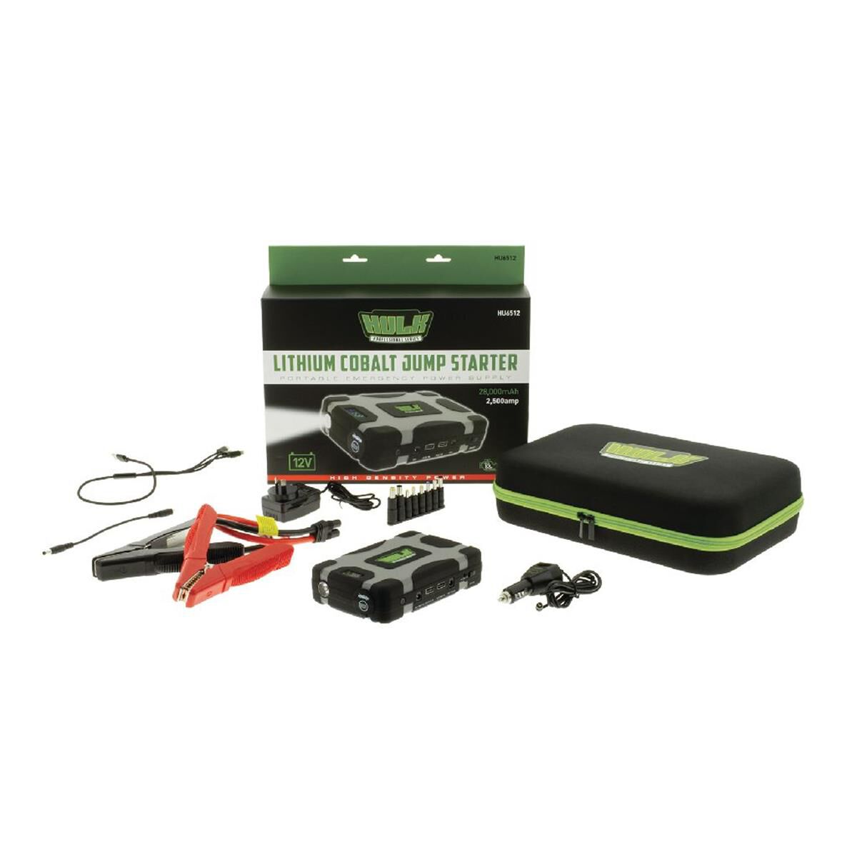 Hulk 4x4 Lithium Cobalt Jump Starter 28 000Mah W Led Disply Carry Case Flash Light 12V Pwr Sup HU6512
