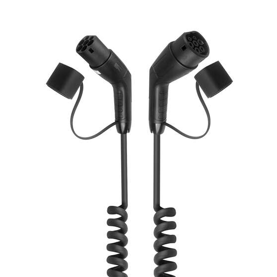 LASER 2.5M TYPE 2 TO TYPE 2 EV CHARGING CABLE – 22KW, 32A, IP55, COILED DESIGN, FAST CHARGE, , scaau_hi-res