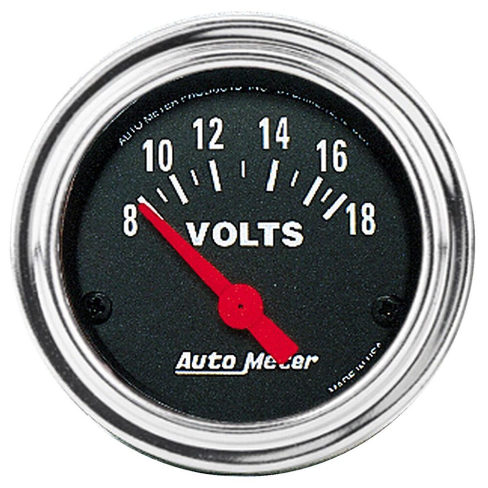 Autometer Traditional Chrome Volt Meter Electric 2 1/16 Inch, Short