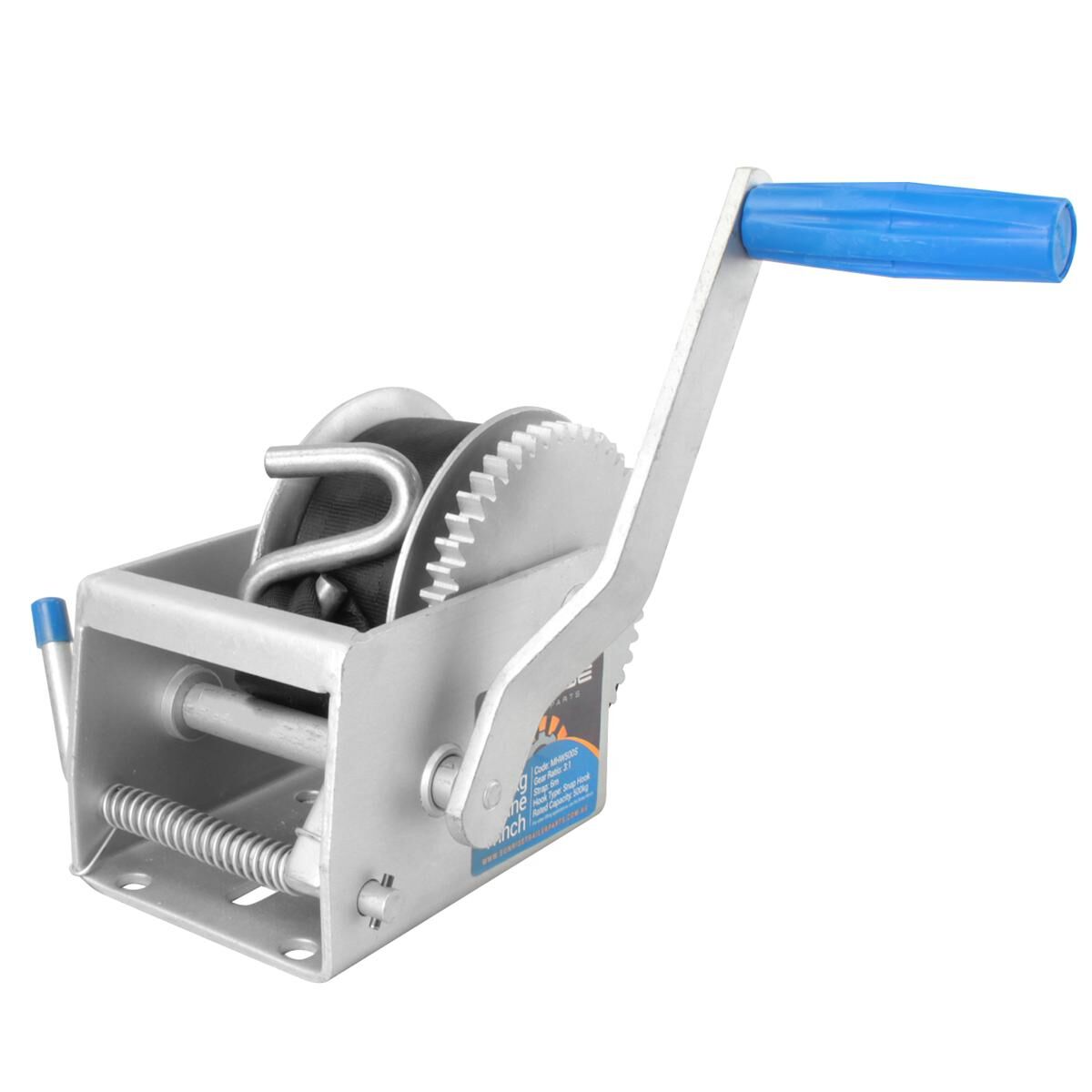 Sunrise Marine Boat Winch 500kg 6m Strap S Hook, , scaau_hi-res