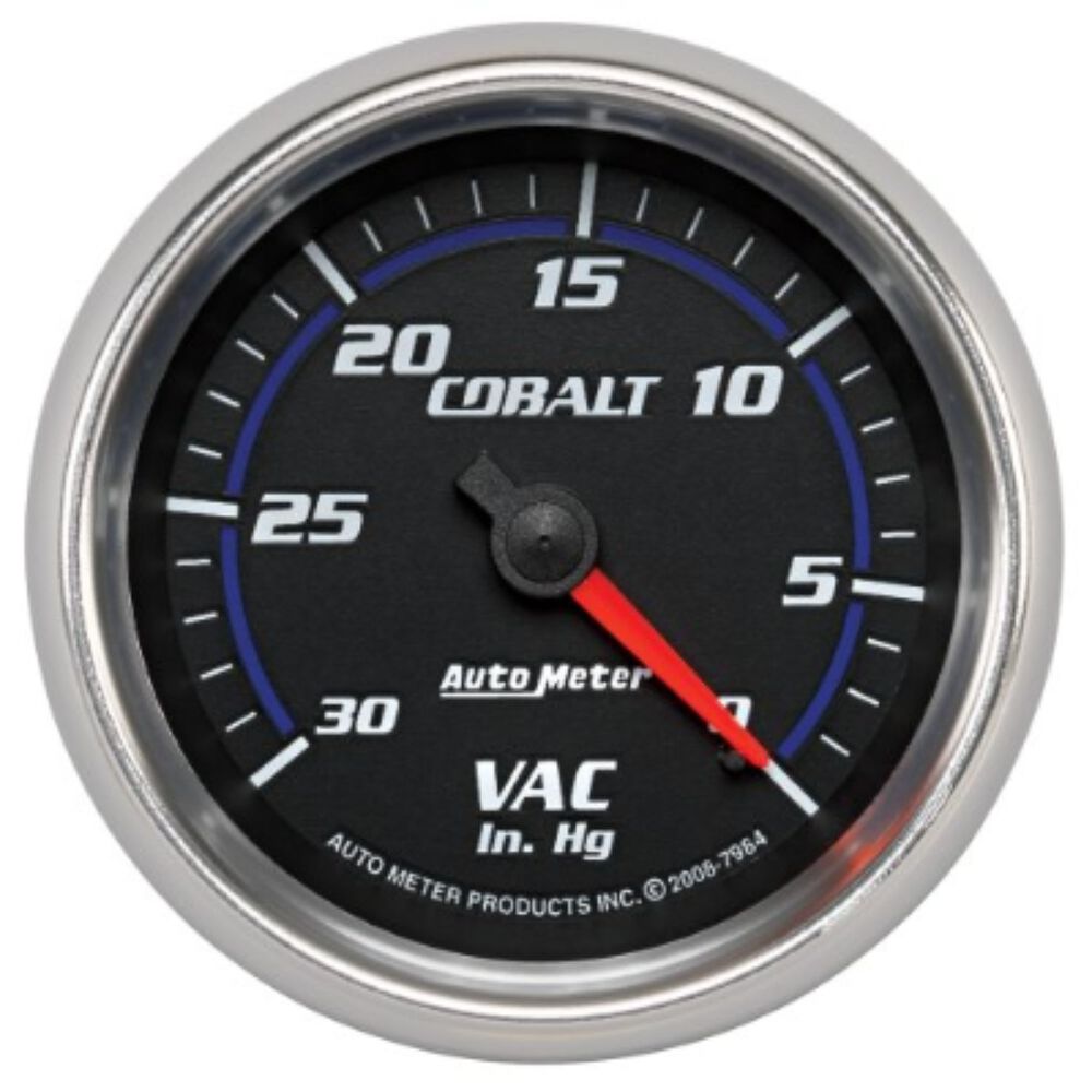 Autometer Cobalt Vacuum Gauge Mechanical 10 Feet, 0 30 inHg, 2 5/8