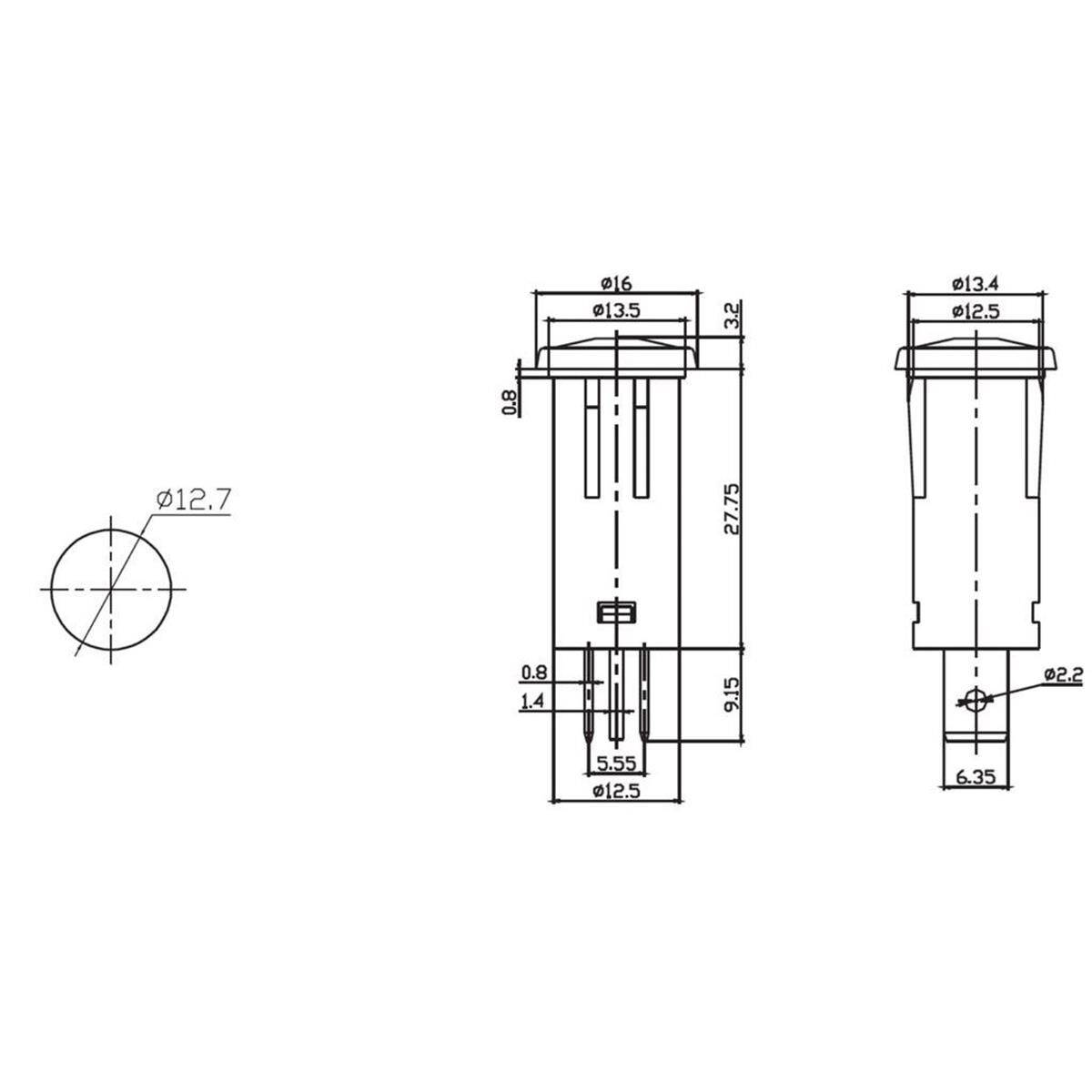 GREEN LED PILOT LAMP 12V PUSHFIT SUITS 12.5mm OPENING 2 xBLADE TERMINALS, , scaau_hi-res