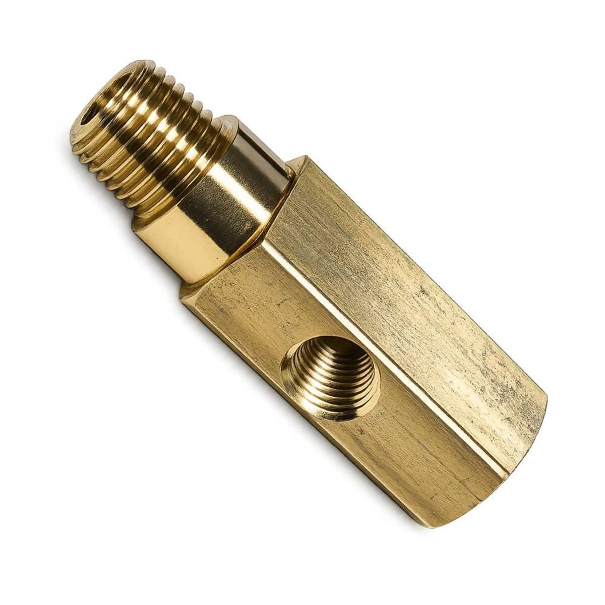 BRASS OIL PRESSURE GAUGE T PIECE ADAPTOR - 1/8&rdquo; MALE BSP THREAD X 1/8" FEMALE NPT THREAD, , scaau_hi-res