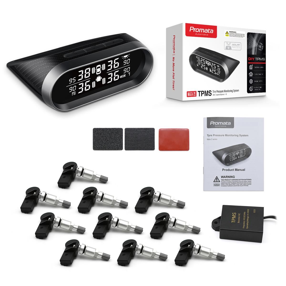 Promata Mata 2 EZsync Wireless Pairing Tyre Pressure Monitor - 10 Internal Sensors - With Booster 25 Meters 25 Meters, , scaau_hi-res