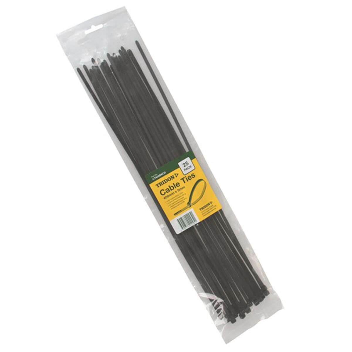 TRIDON CABLE TIE BLACK 400X5MM PK25, , scaau_hi-res