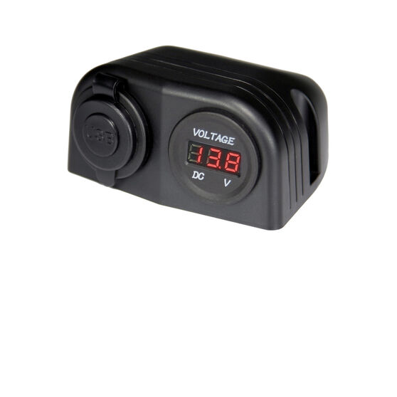 DC DUAL USB CAR CHARGER AND DC VOLTMETER HOUSING  MOUNT, , scaau_hi-res