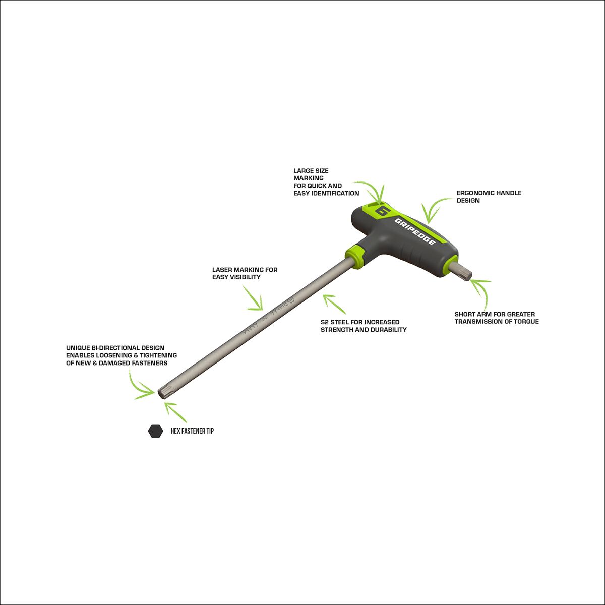 GRIPEDGE MET HEX T HANDLE SET 8PC, , scaau_hi-res