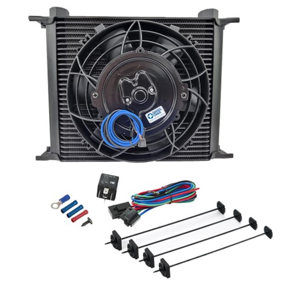 ENGINE/TRANSMISSION OIL COOLER 50MM 30 ROW AN10ORB +8" FAN, , scaau_hi-res