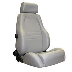 SPORTS SEAT GREY PU LEATHER WITH HEAD REST AND ADJUSTABLE LUMBAR, , scaau_hi-res