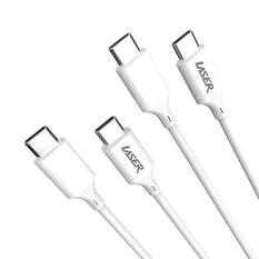 LASER 60W USB-C TO USB-C CABLE WHITE 2 PACK 2M | FAST CHARGING & DURABLE, , scaau_hi-res