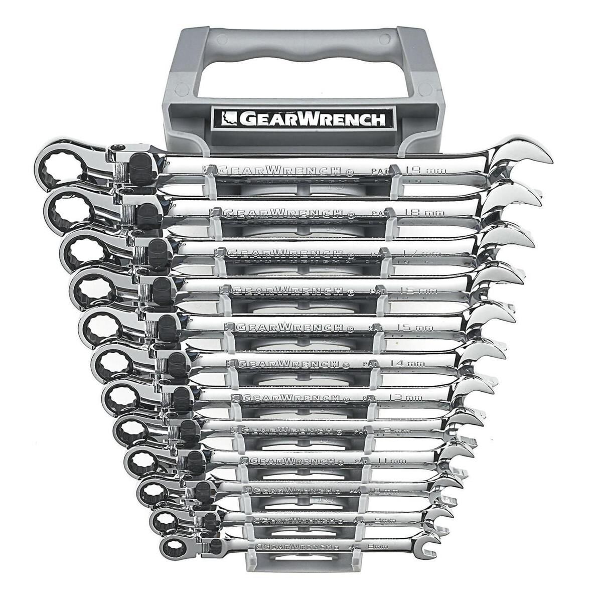 12 PIECE 72-TOOTH 12 POINT XL LOCKING FLEX HEAD RATCHETING COMBINATION METRIC WRENCH SET, , scaau_hi-res