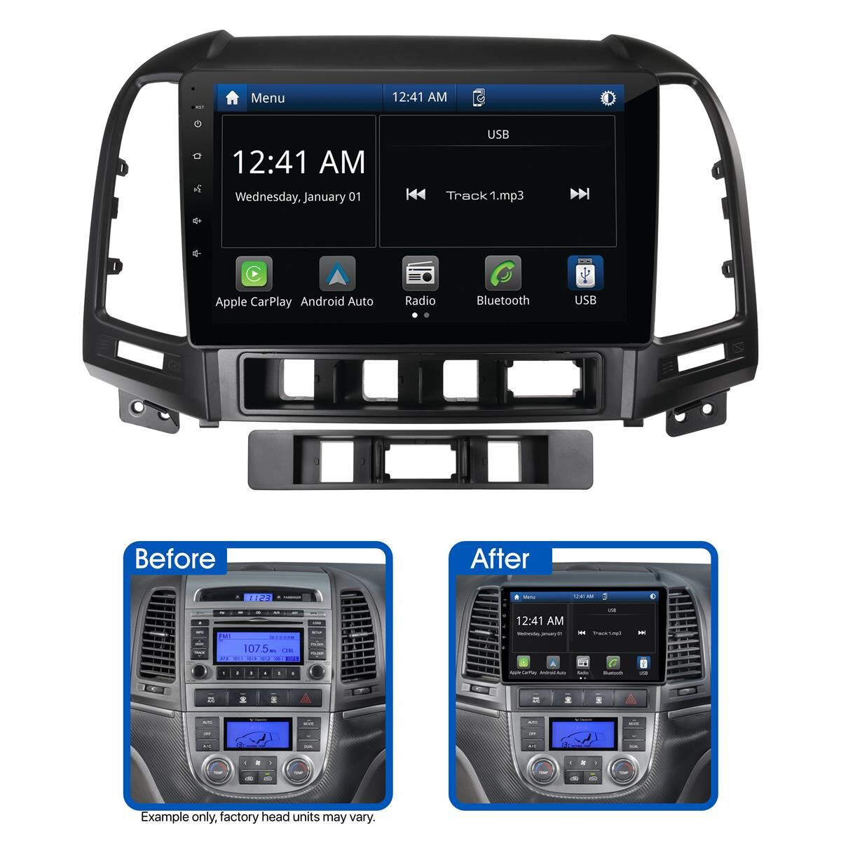 9" MULTIMEDIA RECEIVER TO SUIT HYUNDAI SANTA FE (2006-2009) - NON-AMPLIFIED, , scaau_hi-res