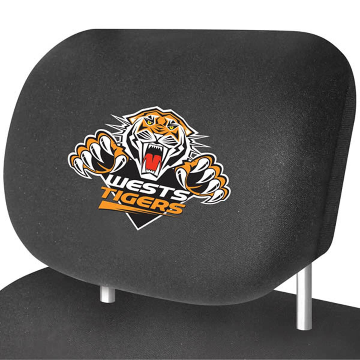 NRL CAR HEAD REST COVER - PAIR TIGERS, , scaau_hi-res