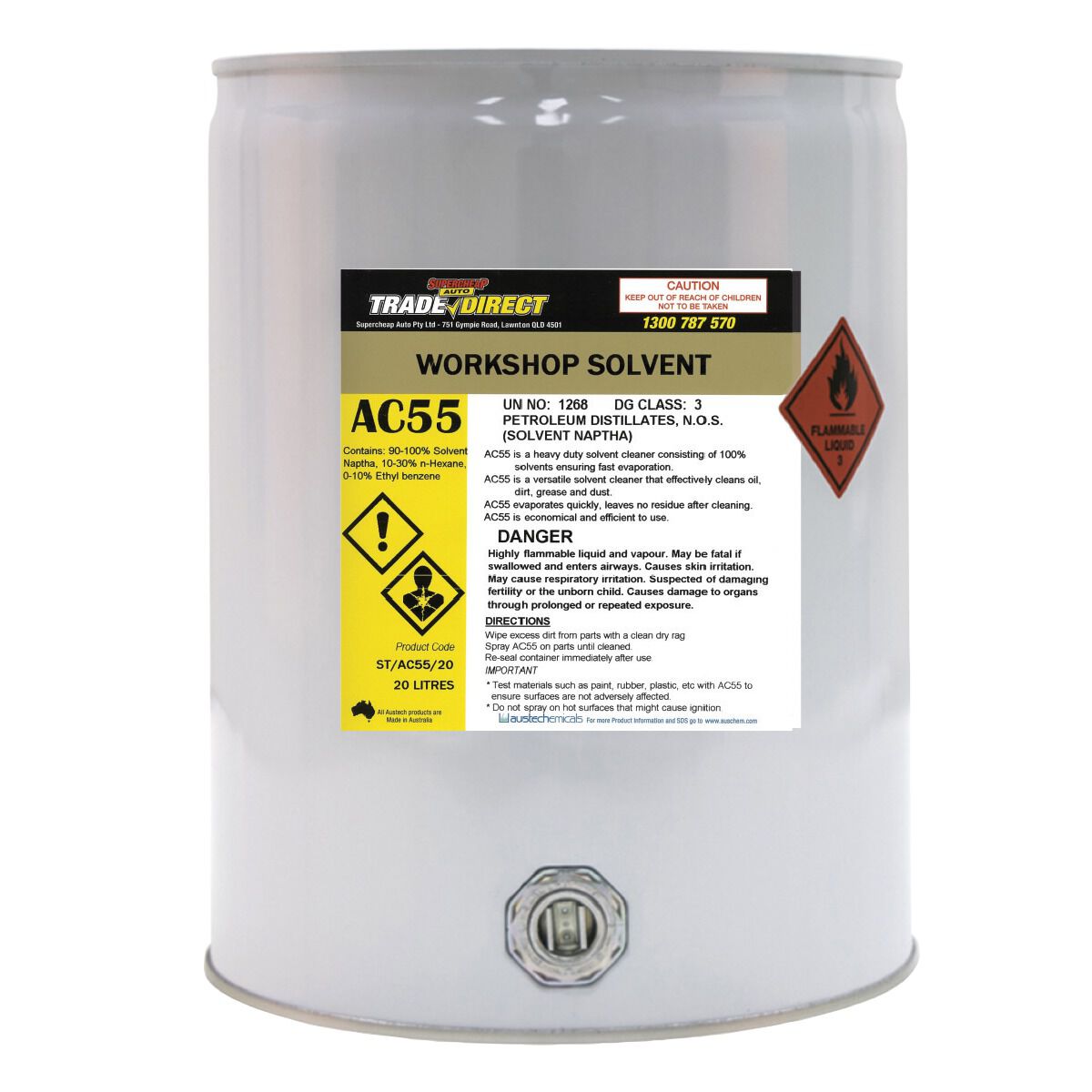 Workshop Solvent - 20L Metal Can, , scaau_hi-res