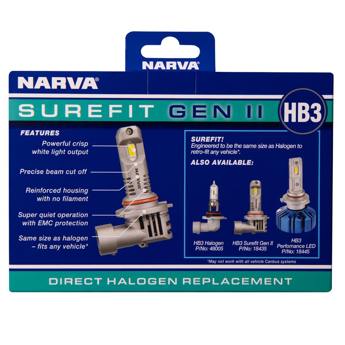 NARVA HB3 SUREFIT LED GLOBES GEN II, , scaau_hi-res