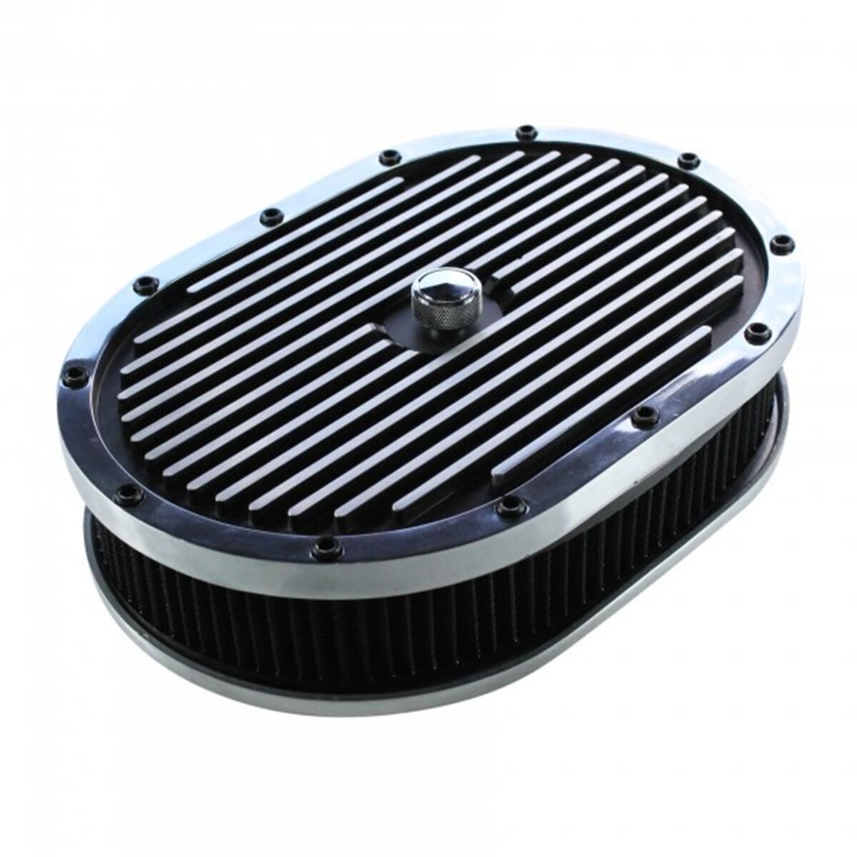 Air Cleaner 12 x 2 Oval Finned Aluminium with Black Washable Element, , scaau_hi-res