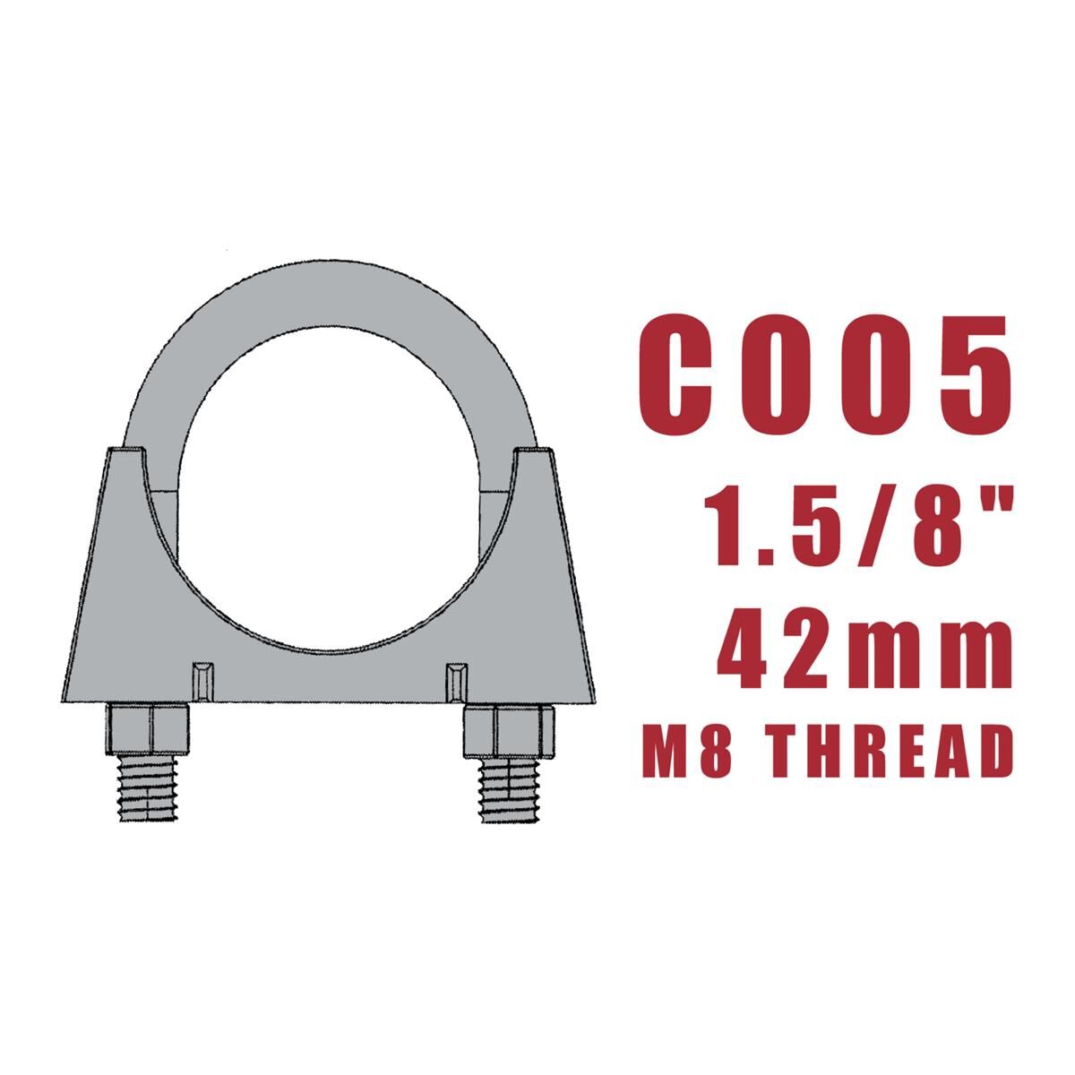 PKT 10 U-BOLT CLAMP M8 X 42mm ZINC PLATED, , scaau_hi-res
