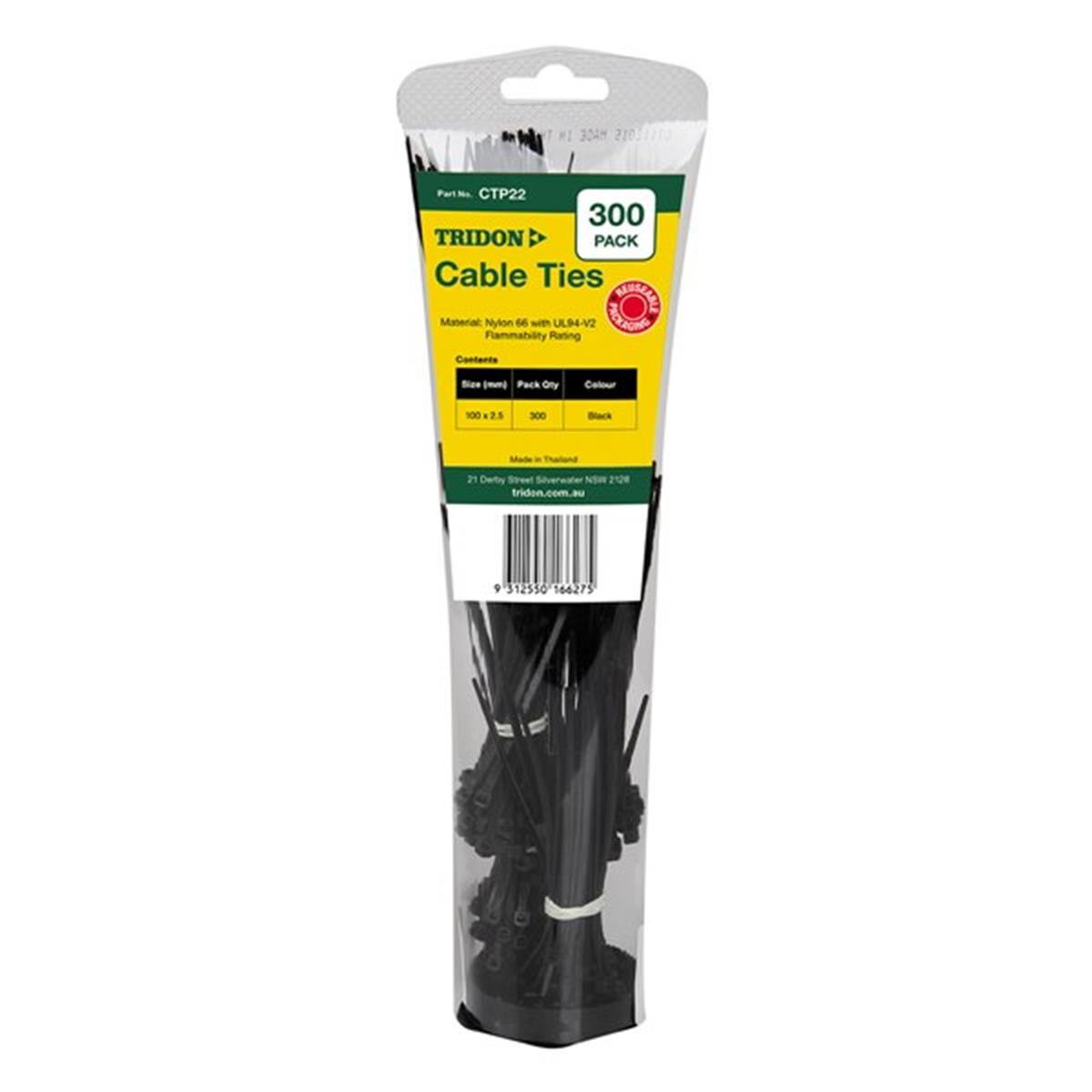 CABLE TIE BLACK 3X100MM PK300 TUBE, , scaau_hi-res