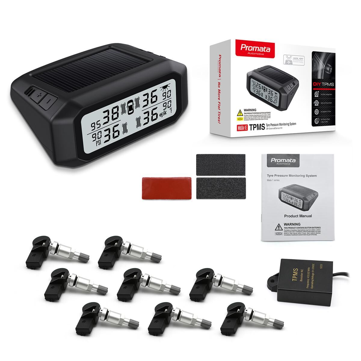 Promata Mata 1 EZsync Wireless Pairing Tyre Pressure Monitor - 8 Internal Sensors - With Booster 25 Meters 25 Meters, , scaau_hi-res