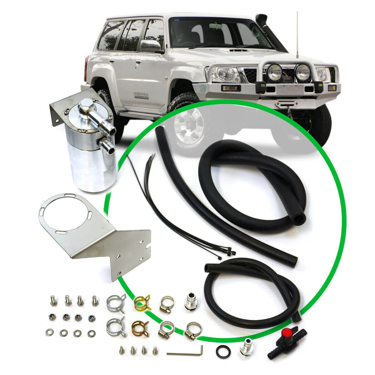 OIL CATCH TANK FULL KIT SUIT PATROL GU 3.0L 2000 - 2016, , scaau_hi-res