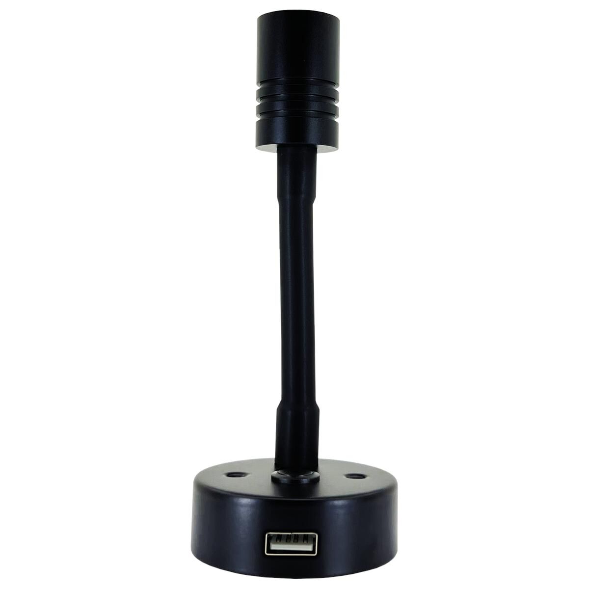 BLACK GOOSE NECK READING LIGHT WITH USB SOCKET BLISTER, , scaau_hi-res