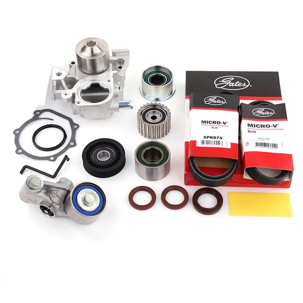 ENGINE TIMING BELT KIT W /HYDRAULIC TENSIONER, DRIVEBELT, WATER PUMP & PULLEY, , scaau_hi-res