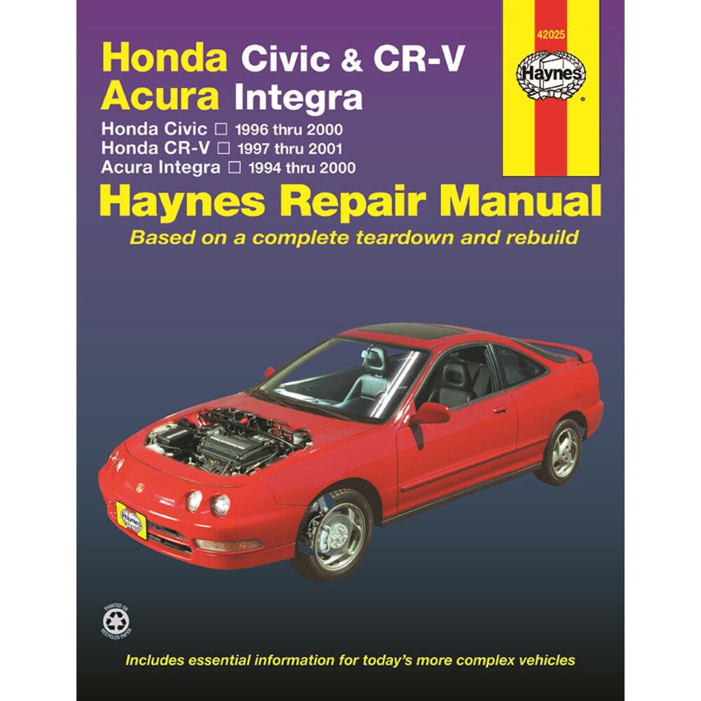 Haynes Repair Manual Honda Civic 19962000, CRV 19972001, Acura