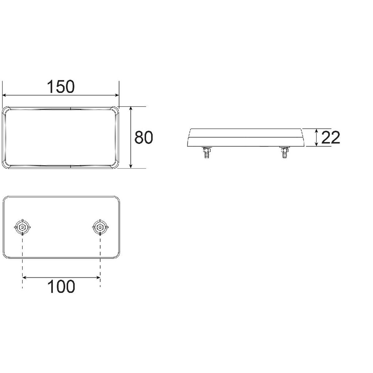 PKT 2 LED STOP/TAIL/INDICATOR LAMP 12V WITH REFLEX REFLECTOR 150 x 80 x 24mm, , scaau_hi-res