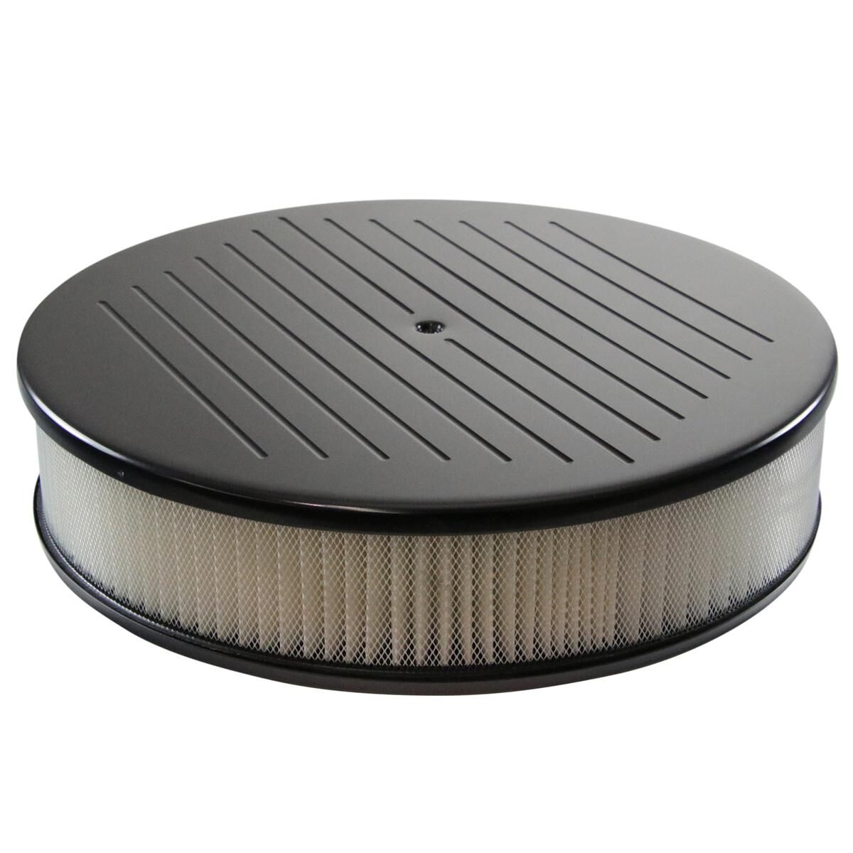 Air Cleaner 14 x 3 Round Ball Milled Aluminium Black Paper Element, , scaau_hi-res