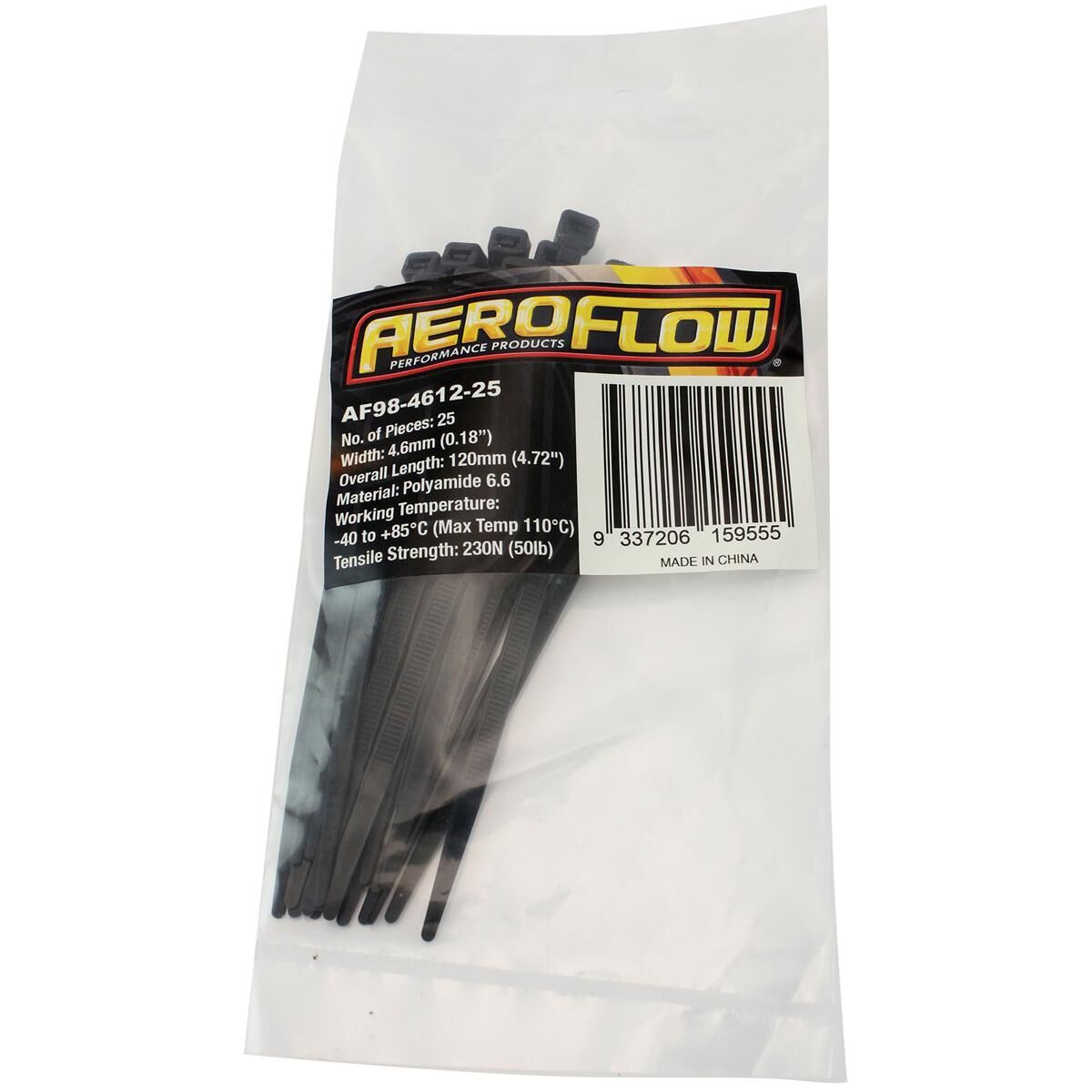 CABLE TIES 4.6MM X 120MM 25 PACK BLACK ZIP TIE PA66, , scaau_hi-res