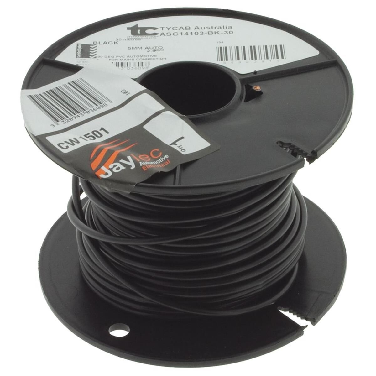 5mm SINGLE CORE CABLE BLACK 30m (36/0.32) (AUTO 154), , scaau_hi-res