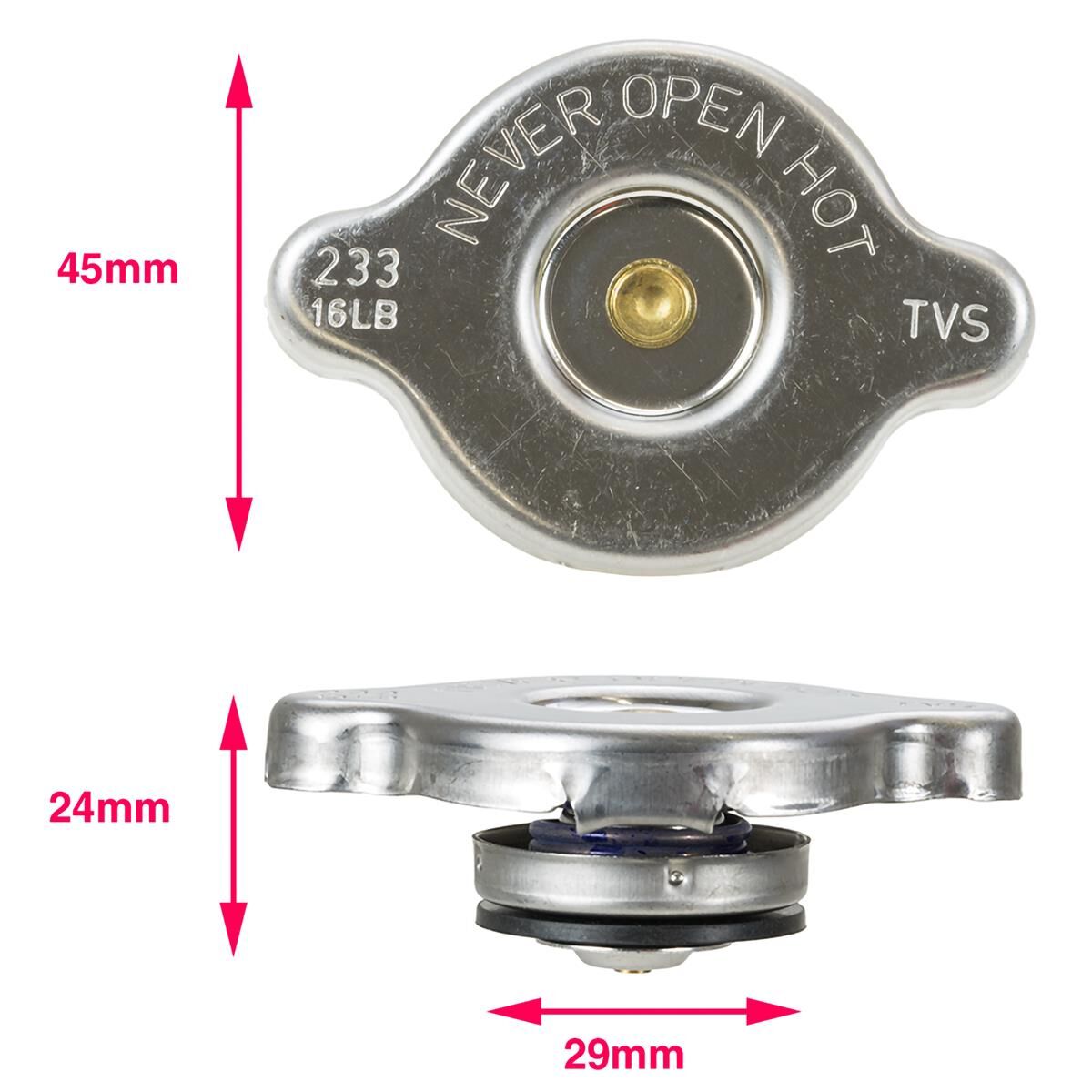 Radiator Cap Mini Recovery Cap 16PSI, 110KPA, , scaau_hi-res