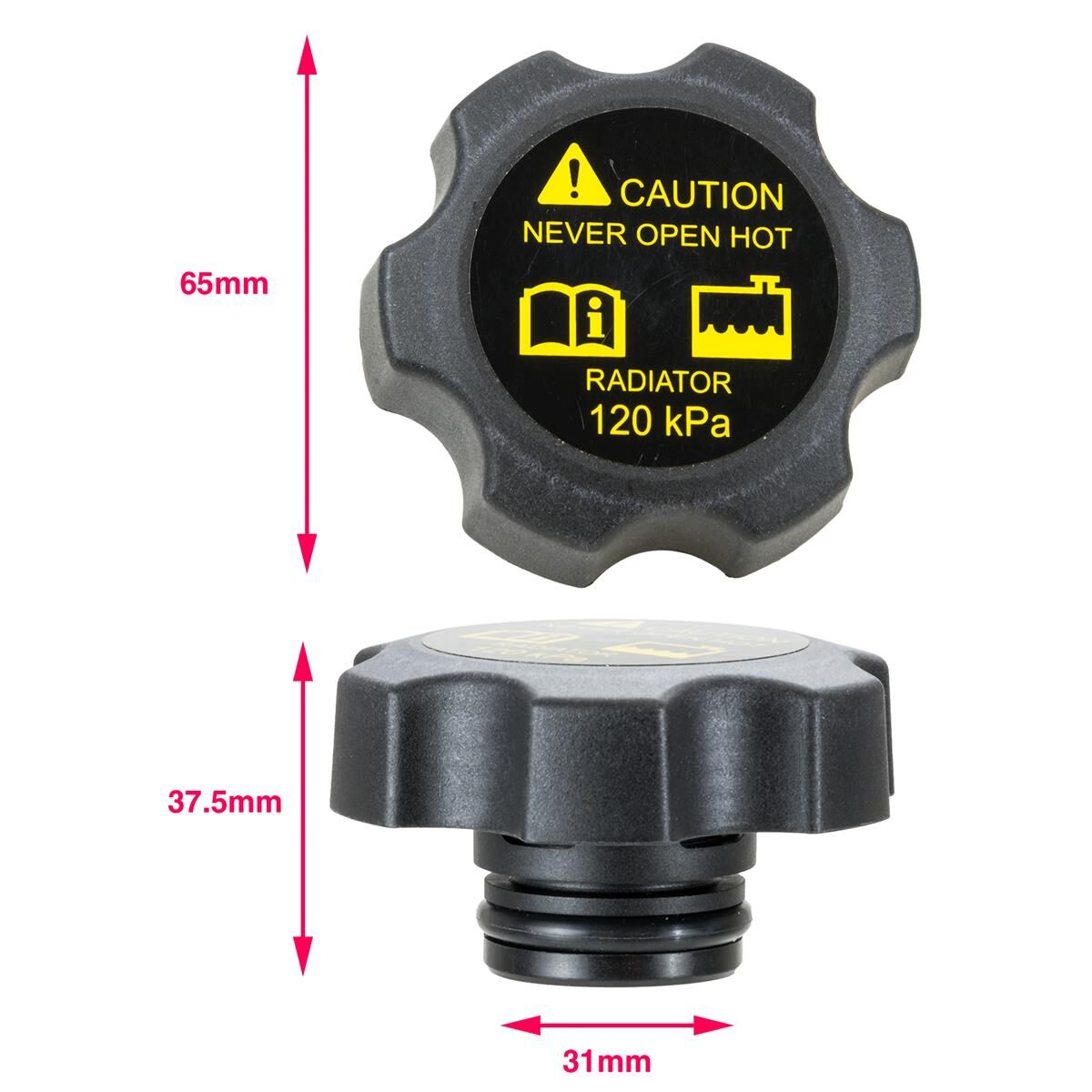 Radiator Cap Plastic Dual O Ring 120KPA, , scaau_hi-res