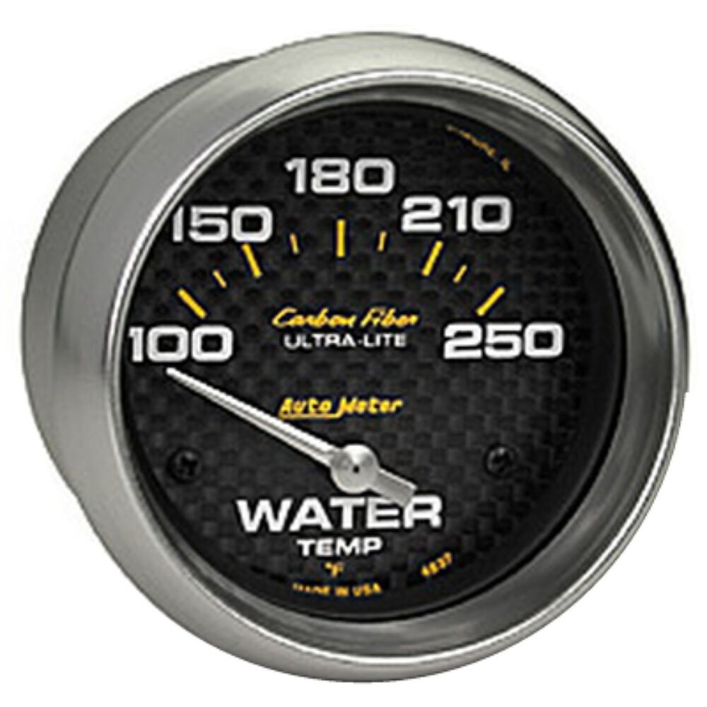 Autometer Carbon Fiber Water Temperature Gauge Electric 100 250 F
