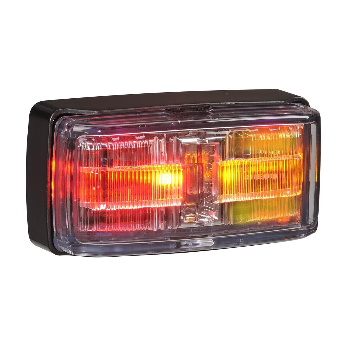 NARVA 9-33V LED SIDE MARKER OR SIDE DIRECTIONAL INDICATOR (RED/AMBER/AMBER) WITH BLACK BASE, CLEAR LENS & 0.5M CABLE, , scaau_hi-res