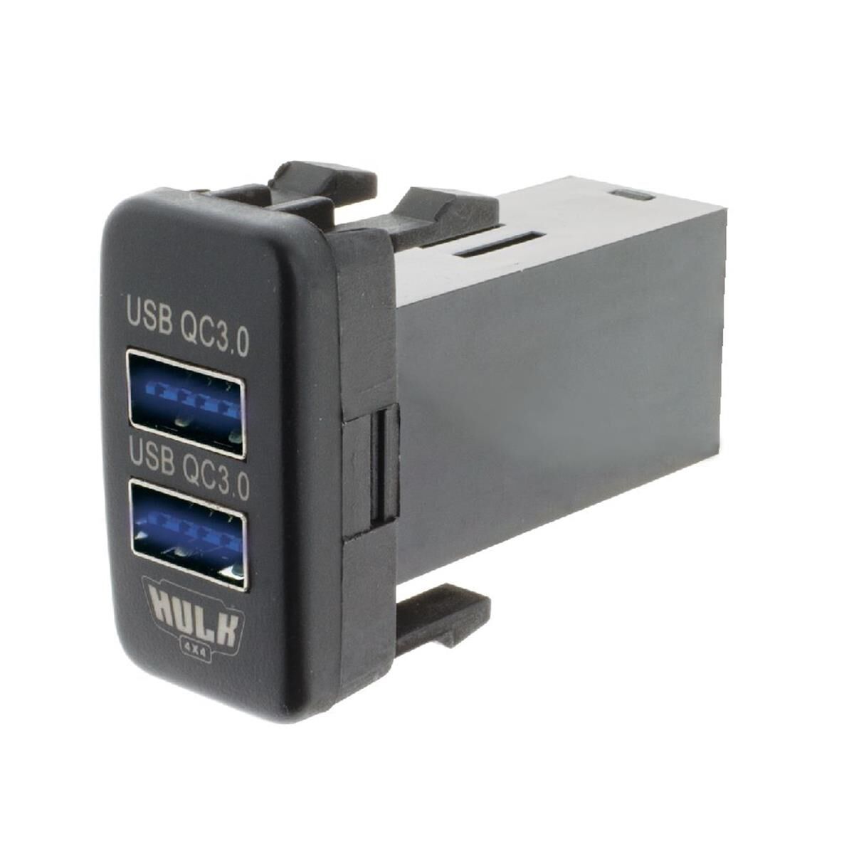 DUAL USB SOCKET QC3 OE RPL T/S EARLY TOYOTA BLUE LED 40 x 22mm, , scaau_hi-res