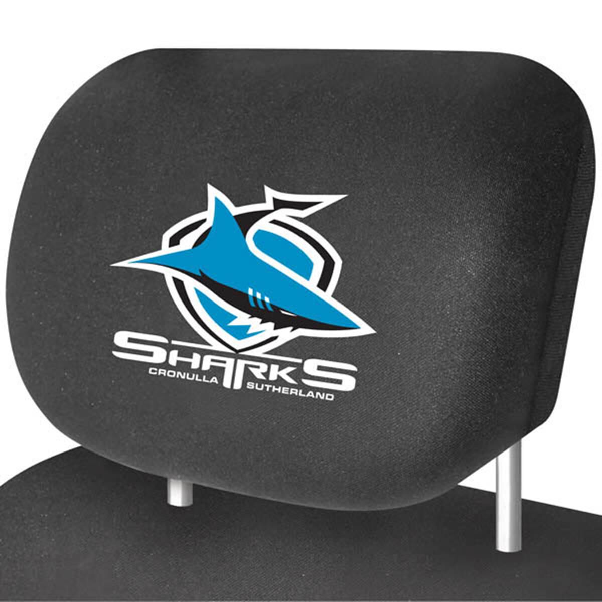 NRL CAR HEAD REST COVER - PAIR SHARKS, , scaau_hi-res