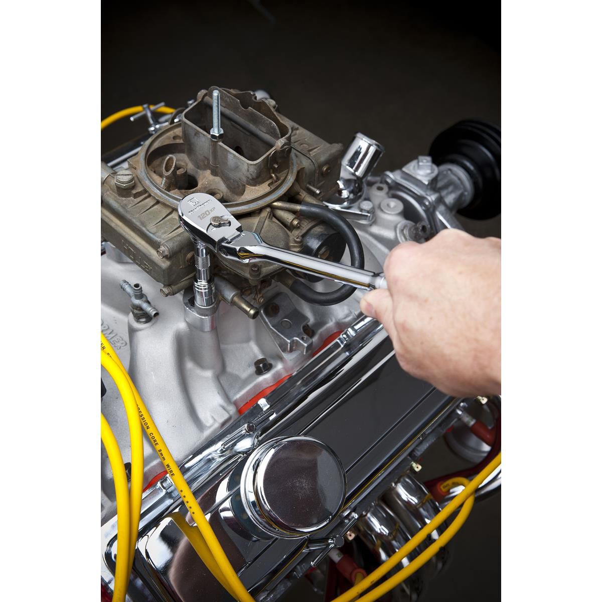 SOCKET HANDLE SET RATCHET FLEX FULL POLISH 1/4", 3/8", 1/2" & 3/8" STUBBY 4PC, , scaau_hi-res