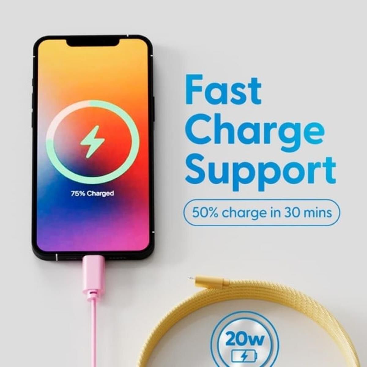 LASER MFI LIGHTNING TO USB-A CABLE 2 PACK &ndash; 2M, NYLON BRAID, GOLD/PINK, FAST CHARGE, , scaau_hi-res