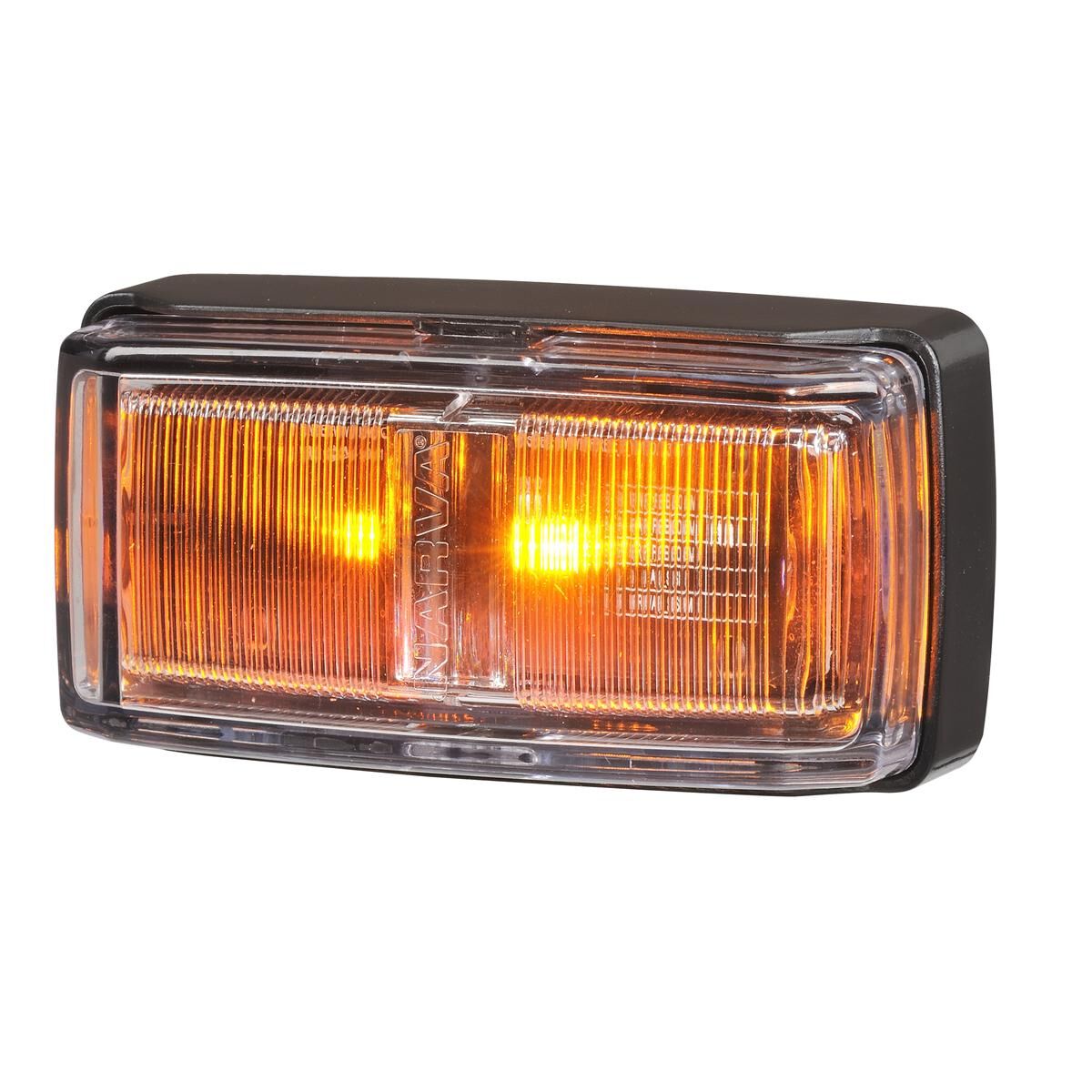 NARVA 9-33V LED SIDE DIRECTIONAL INDICATOR (AMBER) WITH BLACK BASE, CLEAR LENS & 0.5M CABLE - 10 PACK, , scaau_hi-res