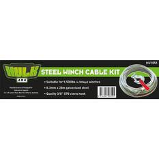 STEEL WINCH CABLE REPLACEMENT T/S 9500lb 8.33mm x 28m GALVIN, , scaau_hi-res
